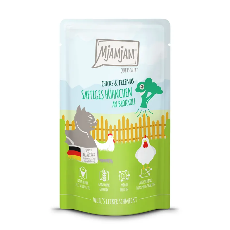 Rabatt MJAMJAM Pouchbeutel Chicks & Friends Hühnchenmit Brokkoli 125 g